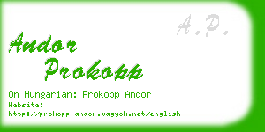 andor prokopp business card